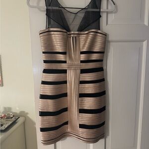 Elegant Black and Gold Striped Dress